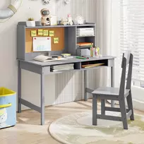 Promotions Vaikiškas rašomasis stalas ir kėdė, 110x60x110 cm, pilka, medinis, su laikymo vieta