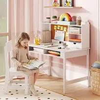 Promotions Vaikiškas rašomasis stalas su kėde, 110x60x110 cm, balta, medinis, su laikymo vieta