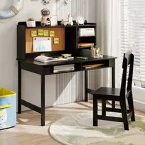 Promotions Vaikiškas rašomasis stalas ir kėdė, 110x60x110 cm, juoda, medinė, su laikymo vieta