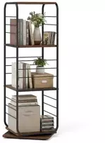 Promotions Knygų lentyna bokštas, 4 pakopų, 360° besisukanti, 40x40x115 cm, ruda, metalinis rėmas