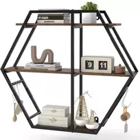 Promotions Sieninės lentynos, 3-jų lygių dekoratyvinės pakabinamos, 80x18x69,5 cm, rudos, metalinis rėmas