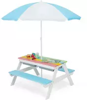 Promotions Vaikų pikniko stalas, 3-in-1 lauko vandens ir smėlio stalas, 92.7x86.4x49.5 cm, mėlynas