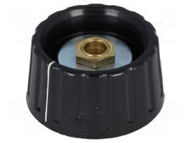 Knob | with pointer | plastic | Øshaft: 6mm | Ø36x18.5mm | black