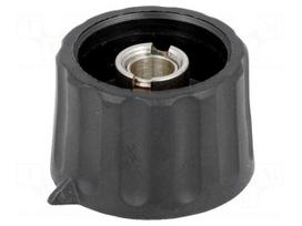 Knob | with pointer | plastic | Øshaft: 6mm | Ø28x18.5mm | black