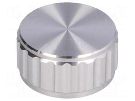 Knob | with pointer | aluminium | Øshaft: 6.35mm | Ø30x15mm | silver
