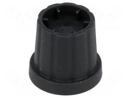 Knob | with flange | plastic | Øshaft: 6mm | Ø16.5x19.2mm | black