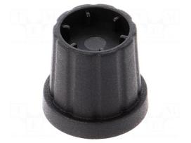 Knob | with flange | plastic | Øshaft: 6mm | Ø16.5x19.2mm | black