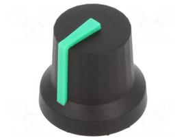 Knob | with pointer | rubber,plastic | Øshaft: 6mm | Ø16.8x14.5mm