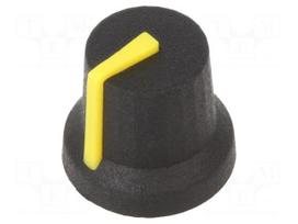 Knob | with pointer | rubber,plastic | Øshaft: 6mm | Ø16.8x14.5mm