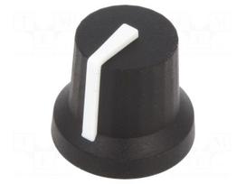 Knob | with pointer | rubber,plastic | Øshaft: 6mm | Ø16.8x14.5mm