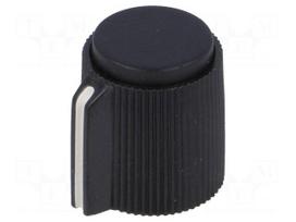 Knob | with pointer | plastic | Øshaft: 6.35mm | Ø13x15mm | black