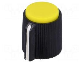 Knob | with pointer | plastic | Øshaft: 6.35mm | Ø13x15mm | yellow