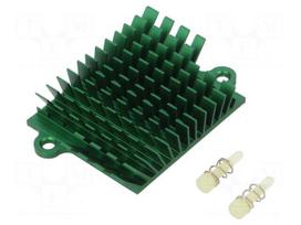 Heatsink: extruded | grilled | BGA | green | L: 41mm | W: 45mm | H: 10mm
