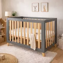 ATB Kūdikio maniežas „Oak“, Pilka / natūrali mediena