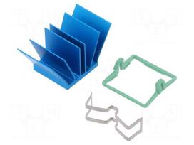 Heatsink: extruded | grilled | BGA | blue | L: 19mm | W: 19mm | H: 17.5mm