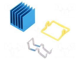 Heatsink: extruded | grilled | BGA | blue | L: 17mm | W: 17mm | H: 17.5mm