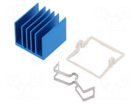 Heatsink: extruded | grilled | BGA | blue | L: 21mm | W: 21mm | H: 17.5mm