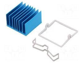 Heatsink: extruded | grilled | BGA | blue | L: 29mm | W: 29mm | H: 17.5mm