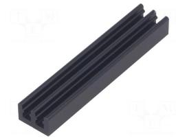 Heatsink: extruded | grilled | black | L: 50mm | W: 10mm | H: 6mm | anodized
