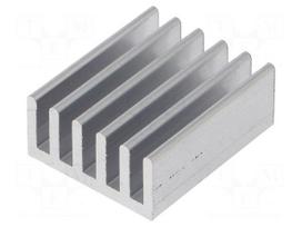 Heatsink: extruded | grilled | natural | L: 25mm | W: 21mm | H: 10mm | plain