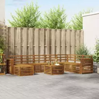 Lauko sofos komplektas 9 pcs Natūrali Kietos akacijos mediena