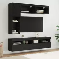 TV staliukas Televizoriaus spintelė 7 pcs Juodas ąžuolas Apdirbta mediena