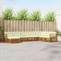 Lauko sofos komplektas su pagalve 8 pcs Natūralus ir grietinėlė