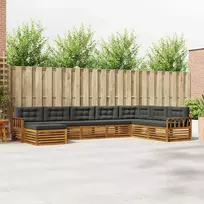 Lauko sofos komplektas su pagalve 8 pcs Natūralus ir antracitas