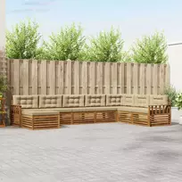 Lauko sofos komplektas su pagalve 8 pcs Natūralus ir bežinis