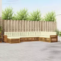 Lauko sofos komplektas su pagalve 8 pcs Natūralus ir grietinėlė