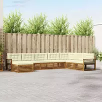 Lauko sofos komplektas su pagalve 8 pcs Natūralus ir grietinėlė