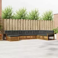Lauko sofos komplektas su pagalve 8 pcs Natūralus ir antracitas