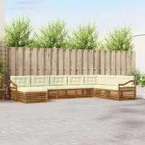 Lauko sofos komplektas su pagalve 8 pcs Natūralus ir grietinėlė