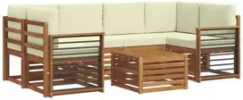 Lauko sofos komplektas su pagalve 7 pcs Natūralus ir grietinėlė