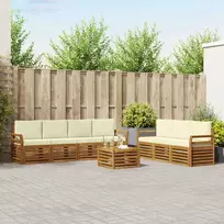 Sofų komplektai su pagalve 8 pcs Natūralus ir grietinėlė