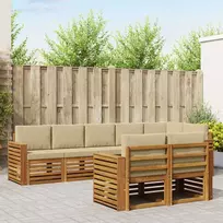 Sofų komplektai su pagalve 8 pcs Natūralus ir bežinis