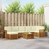 Lauko sofos komplektas su pagalve 8 pcs Natūralus ir grietinėlė