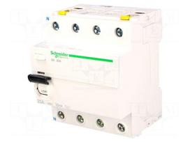 RCD breaker | Inom: 25A | Ires: 30mA | Poles: 4 | 400V | Mounting: DIN