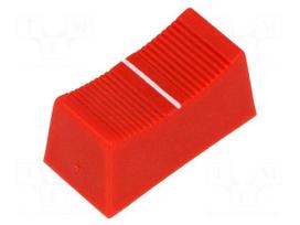 Knob: slider | Colour: red | 23x11x11mm | Mat: plastic | Pointer: white