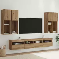TV staliukas TV sieninės spintos komplektas su LED apšvietimu su LED 7 pcs
