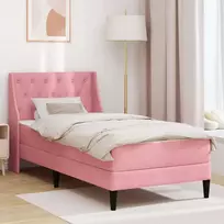 Lovos rėmas su čiužiniu su čiužiniu Rožinė 90 x 200 cm Aksomas