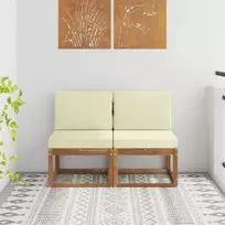 2 Vienetas Lauko Vidurinis Sofa Kietos akacijos mediena
