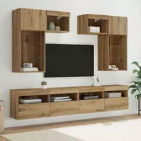 TV staliukas TV sieniniai vienetai 6 pcs Senovinis medis Apdirbta mediena