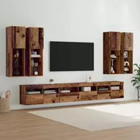 TV staliukas TV sieninio kabineto komplektas 7 pcs Senovinis medis