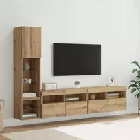 TV staliukas Televizoriaus sieninis modulis su LED 4 pcs Amatininkų ąžuolas