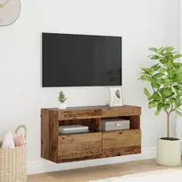 TV staliukas TV sieninė spintelė su LED Senovinis medis 80 x 30 x 40 cm