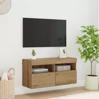 TV staliukas TV sieninė spintelė su LED Amatininkų ąžuolas 80 x 30 x 40 cm