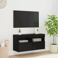 TV staliukas TV sieninė spintelė su LED Juodas ąžuolas 80 x 30 x 40 cm