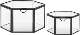 House Nordic Laikymo dėžutė, stiklas/metalas, 11x11x6 cm, skaidri/juoda