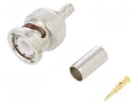 Plug | BNC | male | straight | 50Ω | crimped | for cable | delrin (POM)